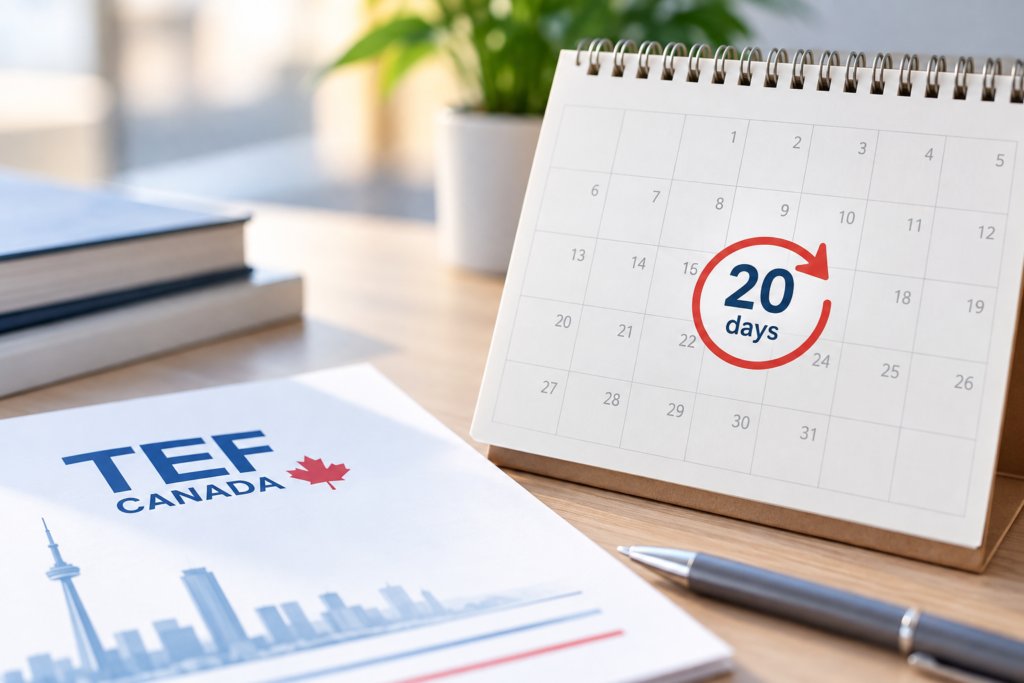TEF Canada retake rules and 20-day waiting period